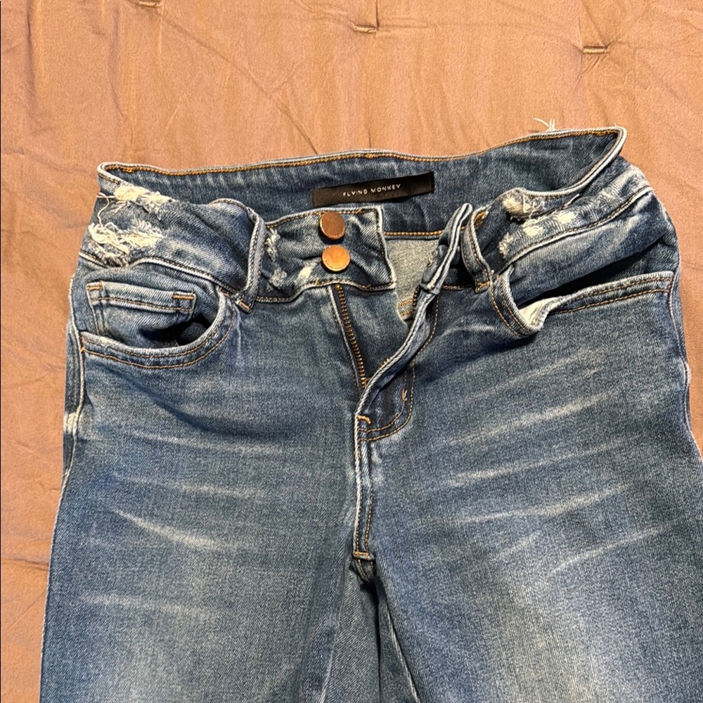 Flying Monkey Mid Rise Blue Jeans